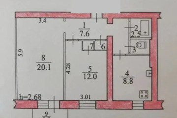 2-к квартира, 52,8 м², 5/5 эт.
